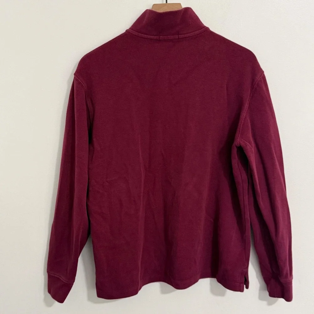 Polo Ralph Lauren Quarter Zip Pullover Men L Burgundy Pony Logo Preppy Old Money